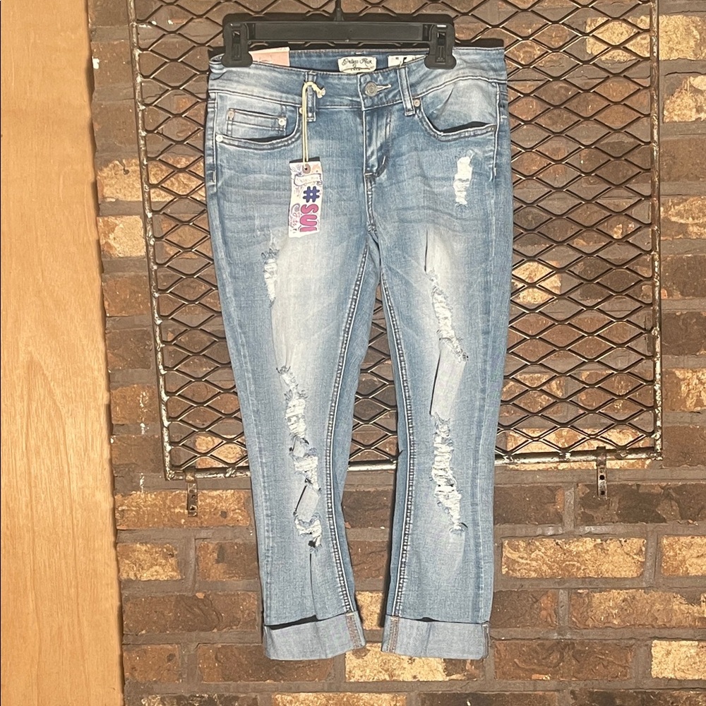 Indigo Rein Blue Cropped Distressed Women Jeans 5